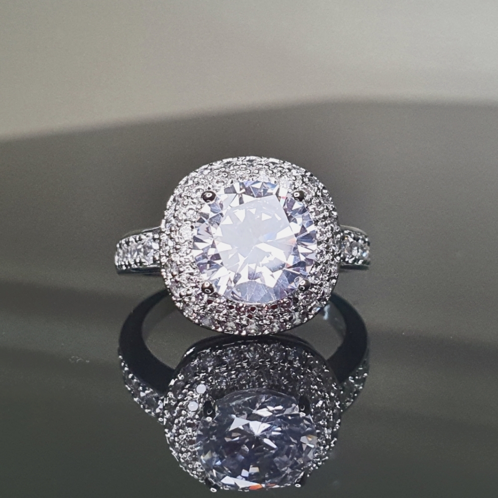 Gorgeous White Large Diamond Wedding Ring